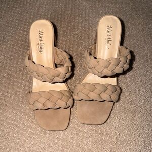 Mint Julep Taupe Braided Double-Strap Slide Sandals